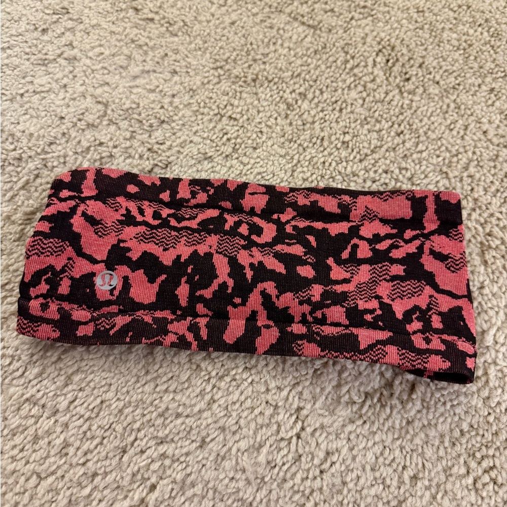 lululemon athletica Patterned Pink and Black Headband